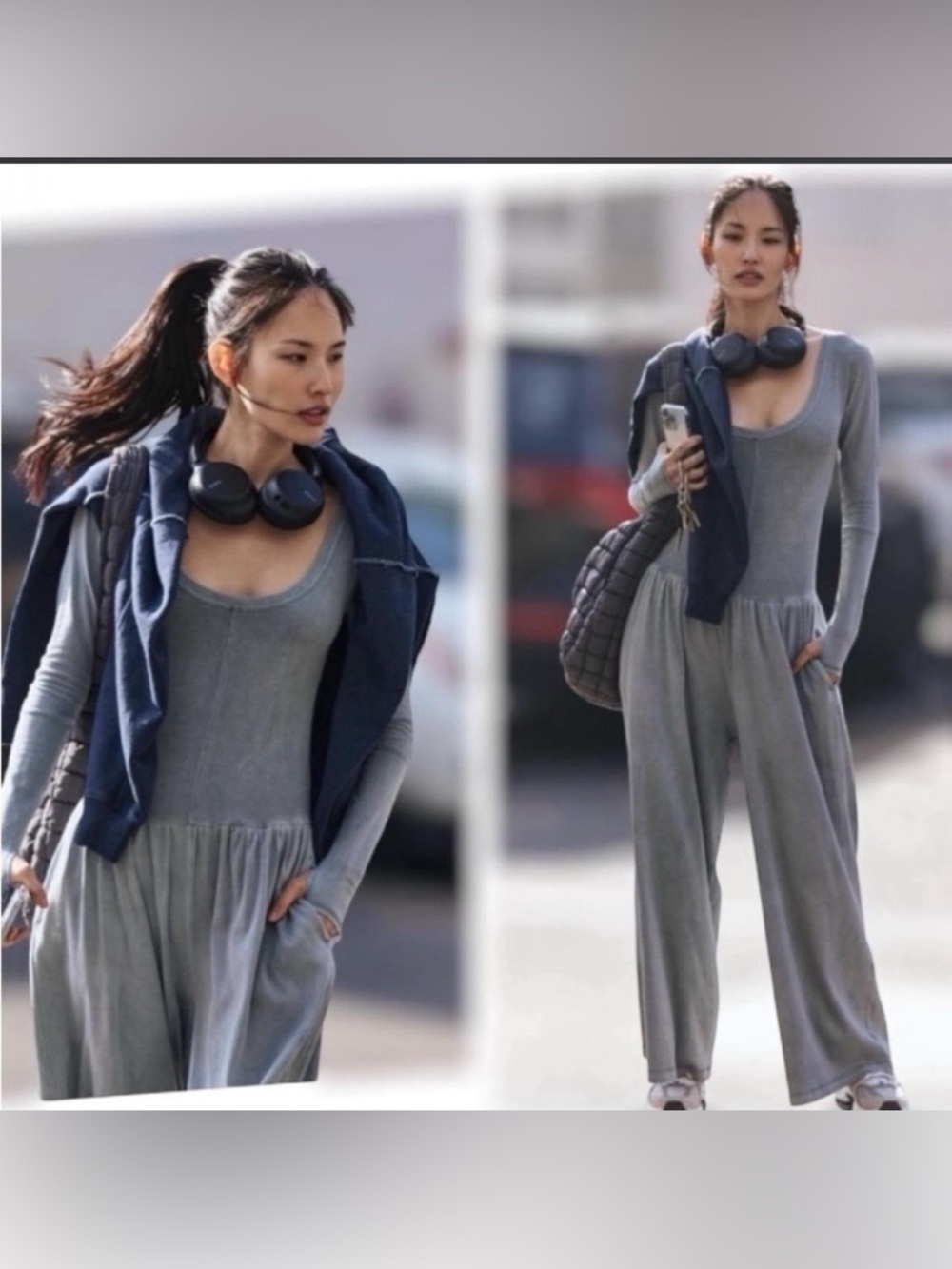 NWT free people movement hot shot wide leg onesie storm gray size S